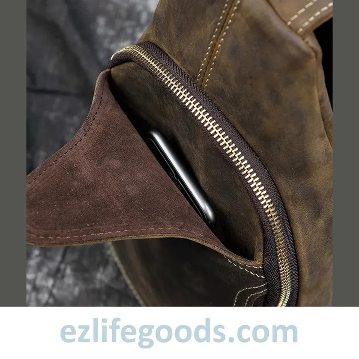 Casual Leather Sling Bag for Men, Slim Anti Theft Chest Bag