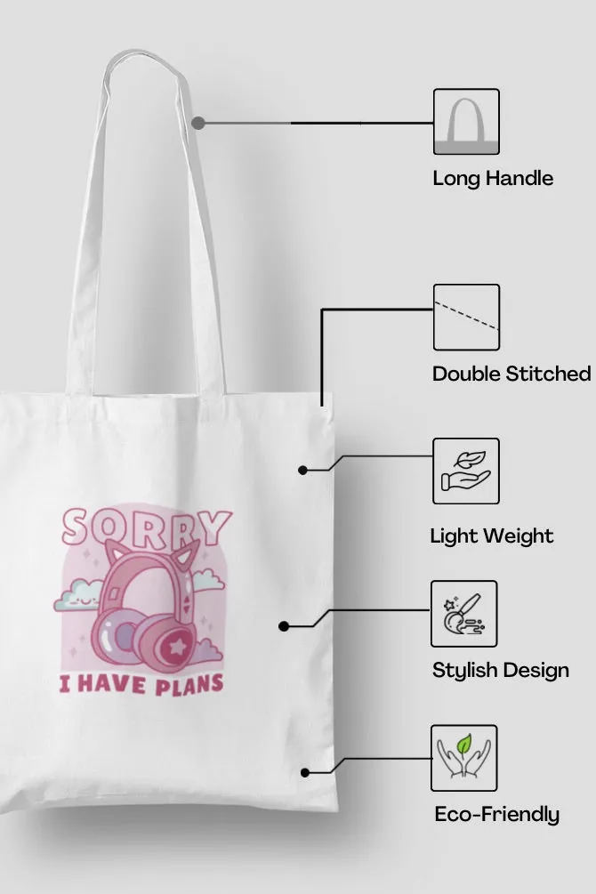 Cat Headphones Zipper Tote Bag