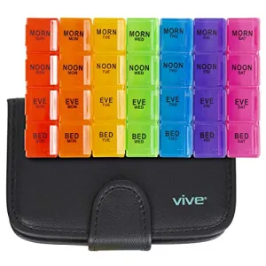 Vive XL Pill Case Extra Large Weekly  Medicine Organizer with Box Case